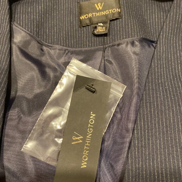 Worthington NWT Women's Navy w Gray Stripe Short Blazer Jacket Business Size XL - Picture 6 of 8